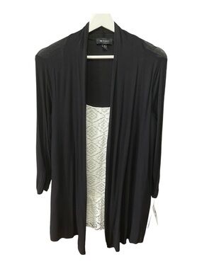 AB Studio 2-in-1 Layered Look Top - Black & White Floral Lace - NWT - Size M